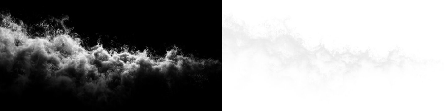 Cloud formation with dark and light contrast on transparent background showing texture and detail