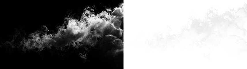 White and black smoke swirling against a transparent background
