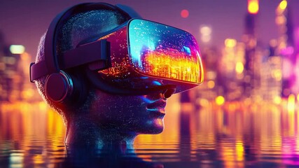 selective focus editorial composition highlighting vr immersion and glowing water