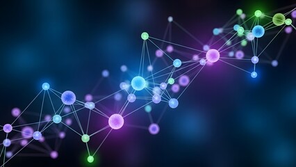 Abstract Network of Connected Spheres: A mesmerizing display of interconnected spheres, radiating with vibrant hues, symbolizing the intricate web of digital information and technological advancement.