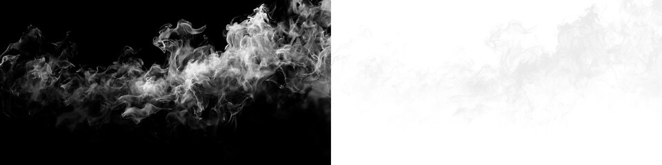 Smoke rises from the ground creating a fog-like effect against a transparent background at any time of day