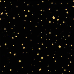 Gold cute stars and dots celestial design seamless fabric pattern