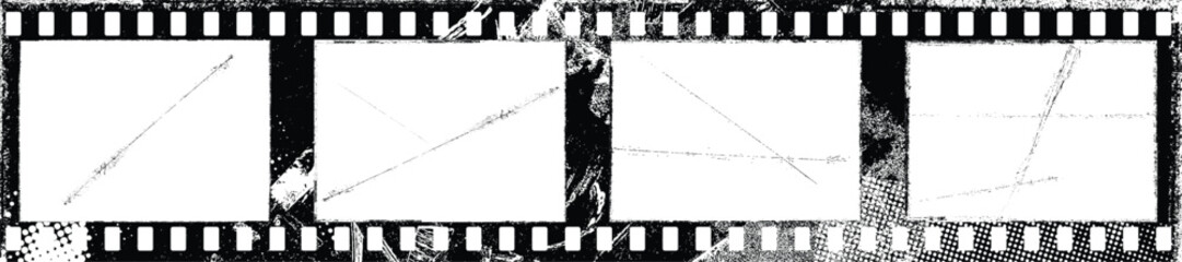 Grunge Filmstrip Border Frame . Film photo strip. Camera roll vintage design .Photo Album. Grunge effect .Vector
