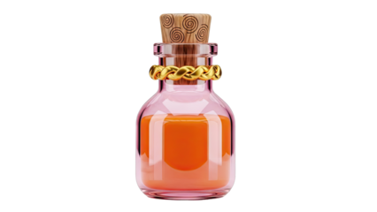 Decorative Potion Bottle with Orange Liquid and Swirl Cork
