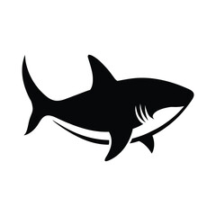 Obraz premium Shark icon silhouette vector, Underwater elements, Marine life nautical vector, Seafood silhouette vector