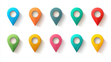 Colorful map location pins navigation markers GPS pointers travel mapping icons for mobile apps websites UI UX design business directories