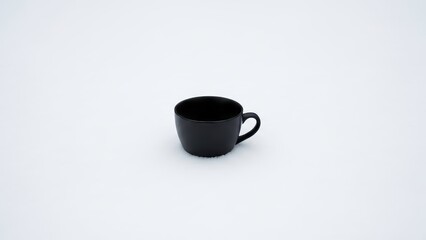 Simple black coffee cup on white background for design projects