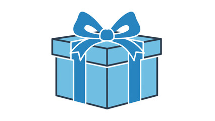 Fototapeta premium Blue gift box with ribbon bow.