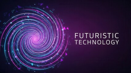 Abstract digital atmosphere background with a vibrant neon light spiral and futuristic design providing a dynamic minimal backdrop for text