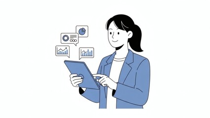 Businesswoman analyzing data on tablet