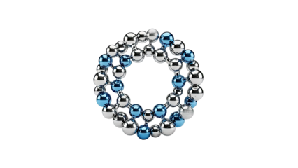 Geometric arrangement of magnetic balls in silver and blue