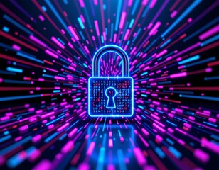 Secure Digital Network with Glowing Lock