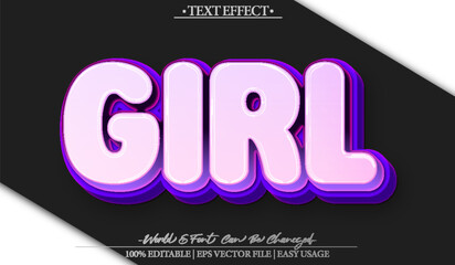 Girl Female Young Cute Fashion Playful Happy Text Effect Editable Alphabet