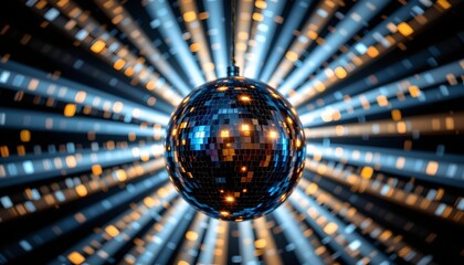 Illuminated Disco Ball Sparkling Dark Background