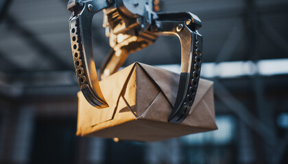 The logistics industry for shipping and sorting goods uses modern robotic technology systems.