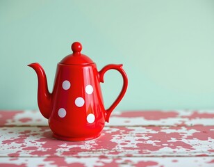 Vibrant Red Polka Dot Kettle