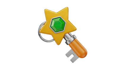 Golden Star Key with Green Gem
