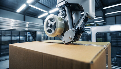 The logistics industry for shipping and sorting goods uses modern robotic technology systems.