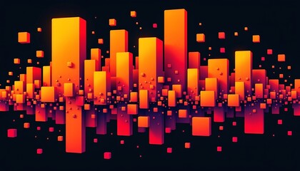 Fiery Abstract Cityscape with Geometric Shapes