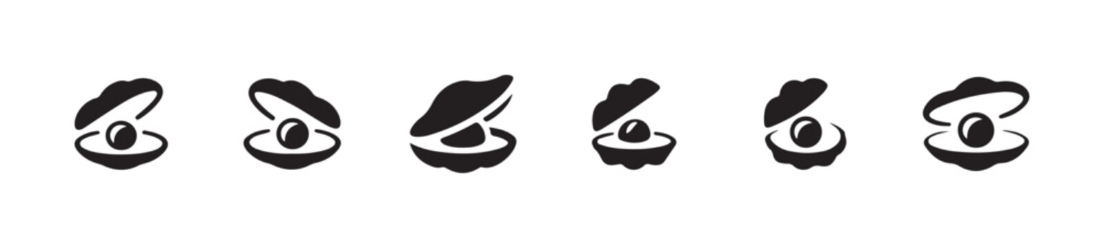 Oyster shell with pearl icon vector collection