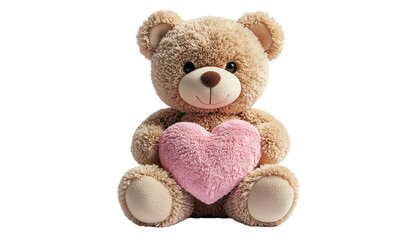 Cute teddy bear holding a pink heart isolated on transparent background, a sweet and adorable plush toy for valentines day or any special occasion
 isolated on solid background4