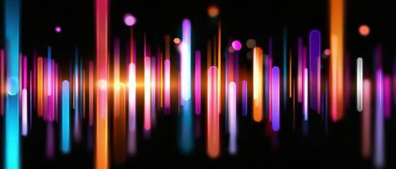 Neon Lights Abstract: A vibrant cascade of radiant neon lights dances across a stark black background, creating an energetic and modern abstract composition.