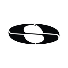 Abstract black and white oval logo with a stylized letter S in the center, representing a modern brand identity.