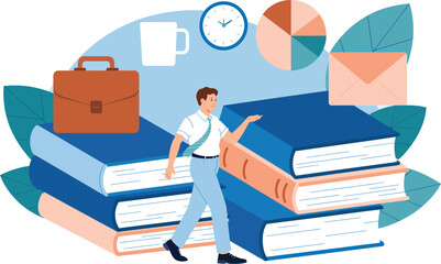 Fototapeta premium Student walking Vector