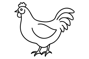 Hen and chicken line art vector, chicken silhouette vector.
