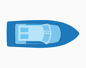 top view of a blue boat with a light blue interior