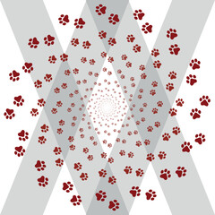 Paw Prints Background. Cute pets and Dogs pets paw print isolated on white background.