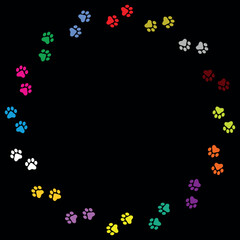 Paw Prints Background. Cute pets and Dogs pets paw print isolated on white background.