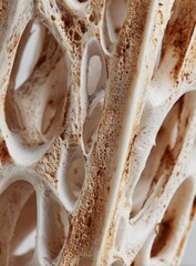Detailed Macro Shot of Cancellous Bone Structure - Organic Porosity and Textured Surface.