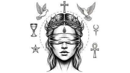 Fototapeta premium Celestial Goddess Illustration Representing Spiritual Balance