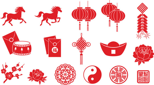 Chinese new year decorations and symbols
