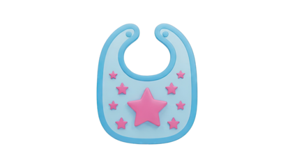 Cute Blue Baby Bib with Pink Stars