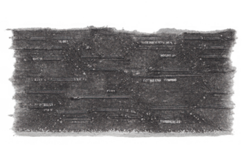 Torn black paper fragment with rough edges showing vintage grunge texture, isolated with a transparent background