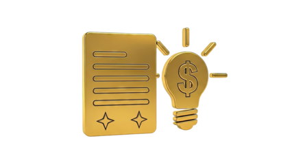 Gold document and dollar sign lightbulb icon