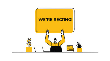 Businessman celebrating company success with correction sign