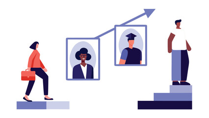 Career advancement and professional growth concept with people climbing steps