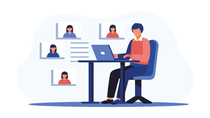 Remote worker collaborating with global team online