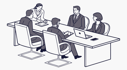 Business professionals engaged in a productive meeting around a conference table