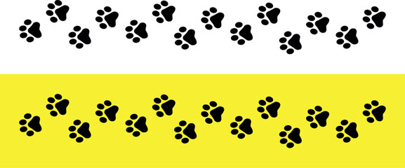 Paw Prints. Cute pets and Dogs pets paw print isolated on white background. Animal paw prints.