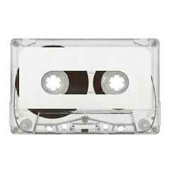 Naklejka premium Transparent audio cassette tape with blank label
