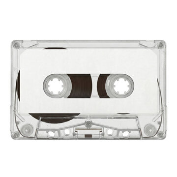 Transparent audio cassette tape with blank label