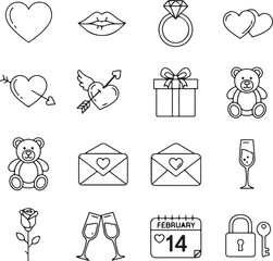 Collection of valentine's day icons Vector