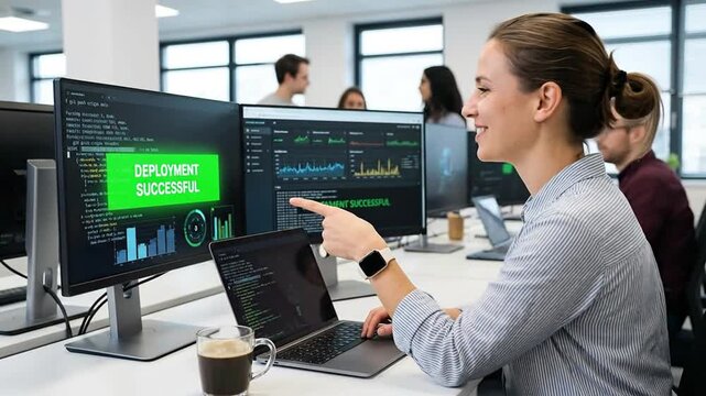 Happy IT Engineer with Successful Deployment