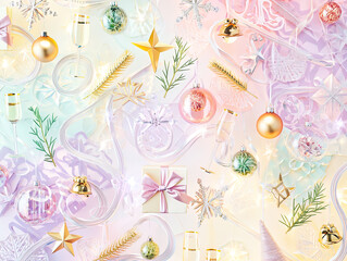 Creative collage with a Christmas and New Year theme, Festive style.	