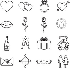 Collection of valentine's day icons Vector