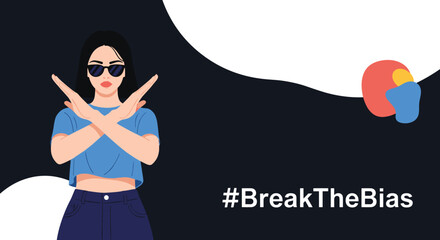 Empowered woman with crossed arms representing the Break the Bias campaign for international womens day events.